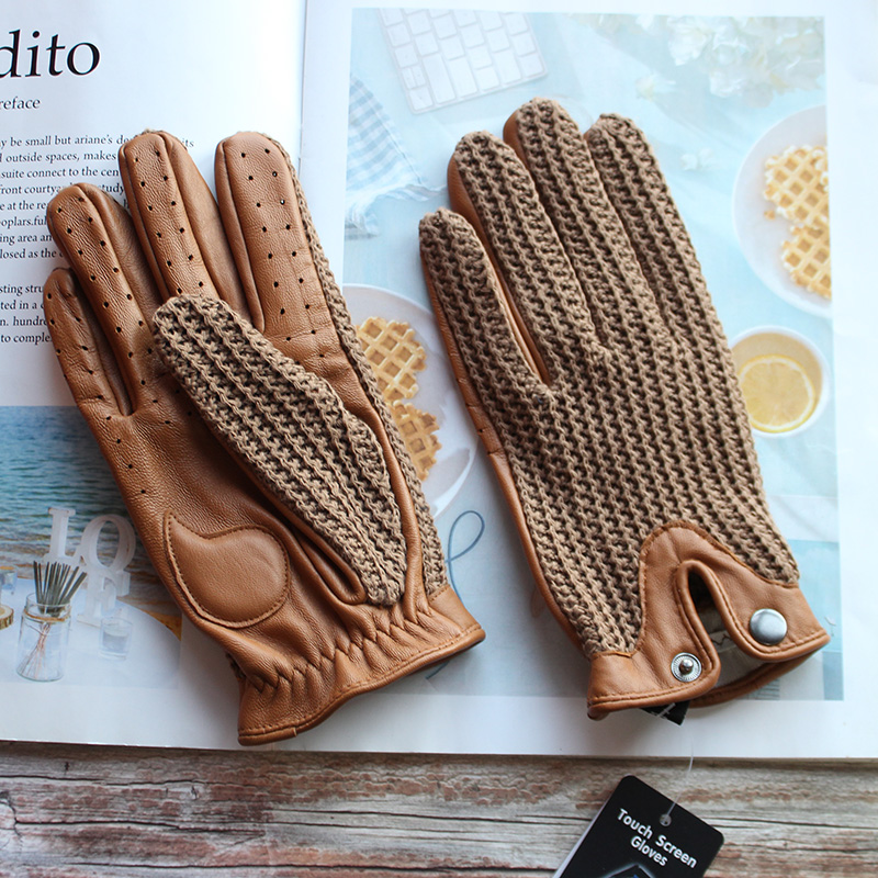 Knit Glove Touch Screen - High Quality New Leather Men's Driving