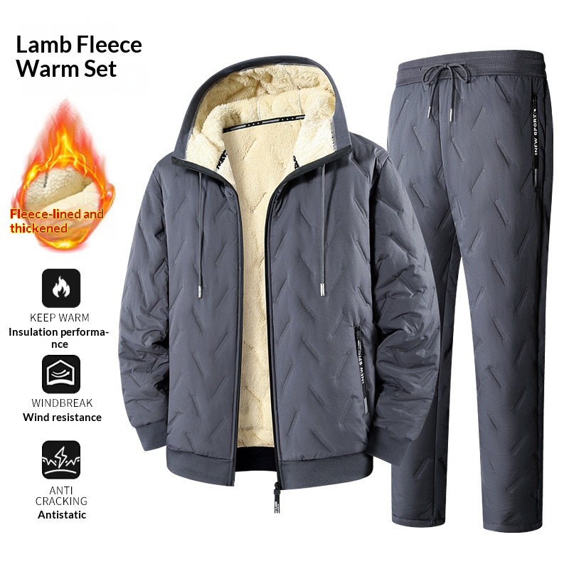 Winter Clothing Essentials - Men's Lamb Fleece Lined Tracksuit Winter
