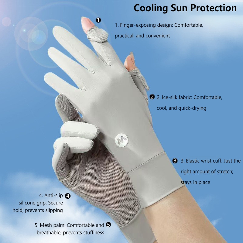 Sunscreen Ice Silk Breathable  - Knit Glove Touch Screen 评论和价格