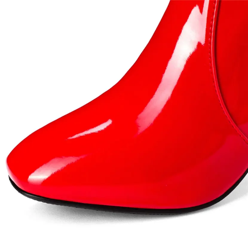 Red White Patent Leather Women - Winter Clothing For Women 评论和价格