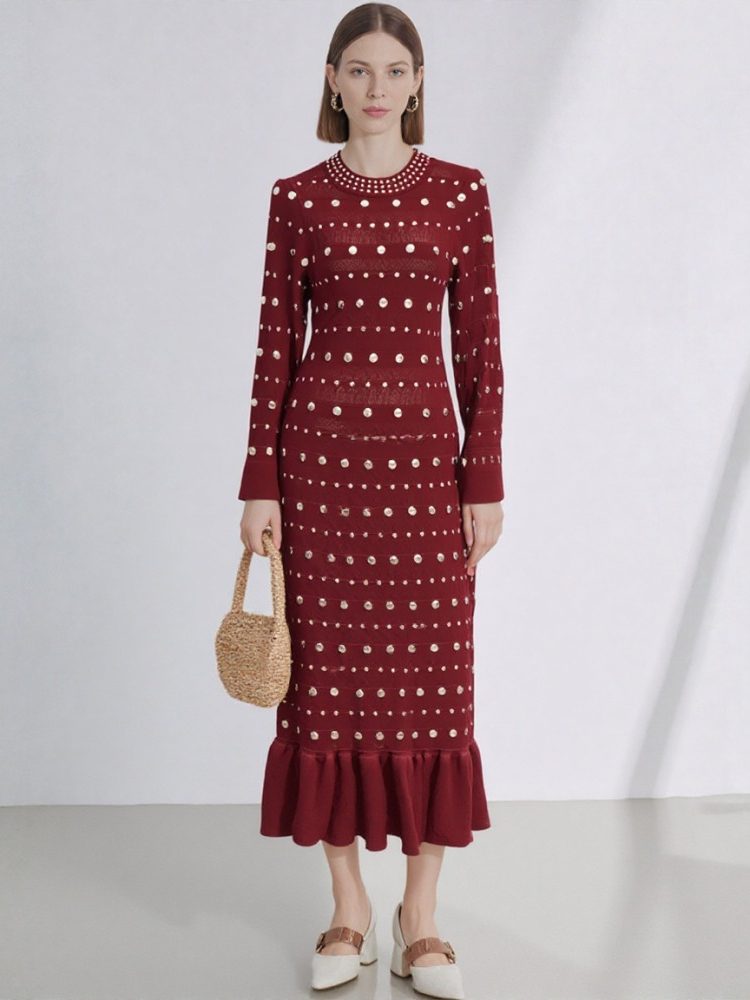 New Red Long Sleeved Knitted S - Winter Clothing Pictures 评论和价格