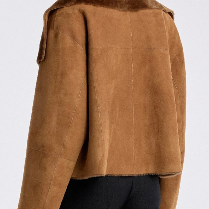 Women Faux Suede Jacket Revers - Winter Clothing Pictures 评论和价格