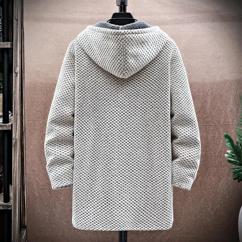 Men's Cardigan Cashmere Long C - Fleece Hoodie Lined 评论和价格