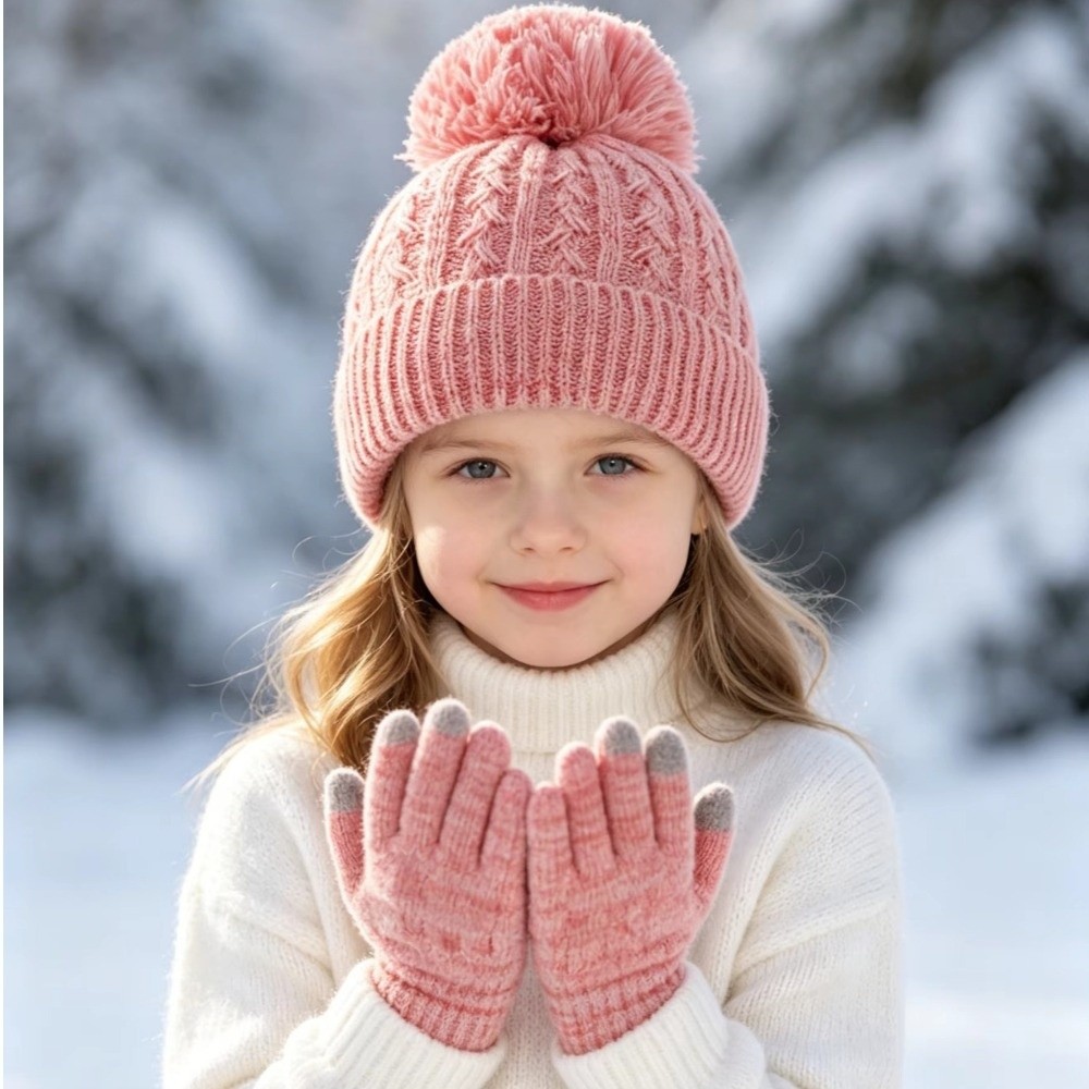 2Pcs/Set Fashion Winter Childr - Knit Glove Touch Screen 评论和价格