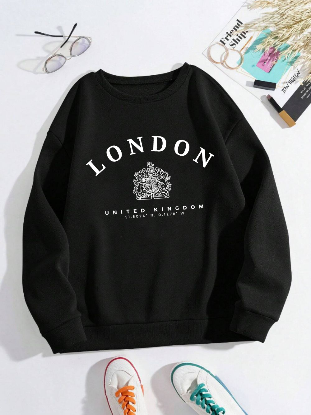 London Uk Royal Badge Print Wo - Winter Clothing Uk 评论和价格