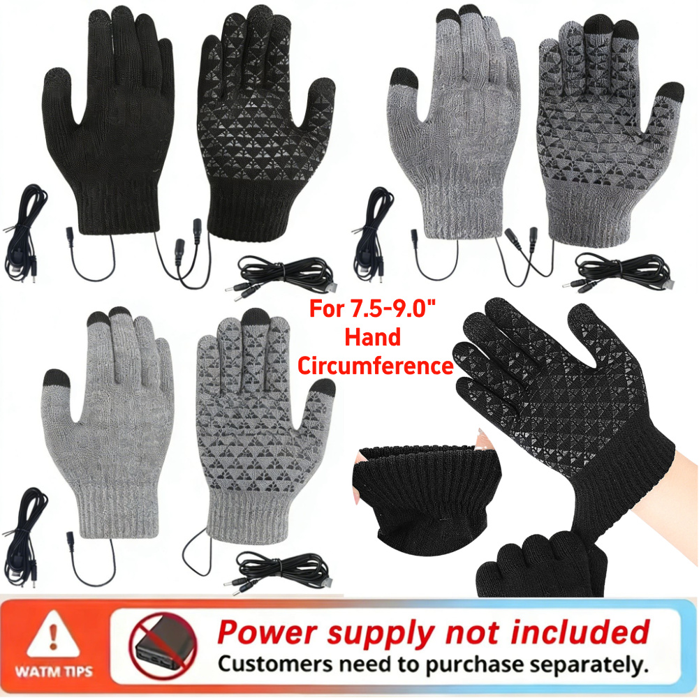 5-1Pairs USB Heated Knitted Gl - Knit Glove Touch Screen 评论和价格